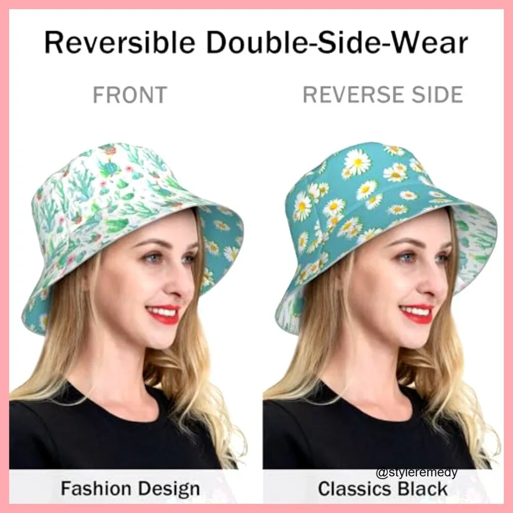 Reversible Packable Bucket Hat with UV Protection for Fishing